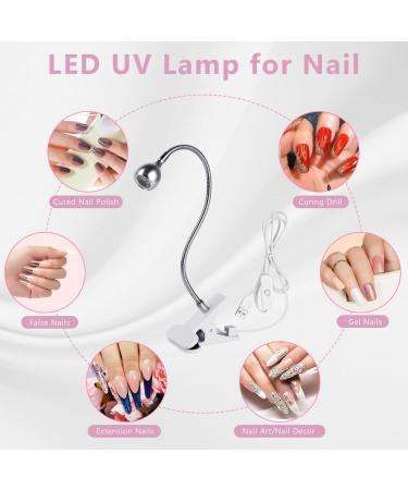 Lophe UV Lamp for Gel Nails - Flexible Swan Neck LED Nail Dryer Mini Rotatable Design Safety Clip Compatible with All Gel Nail Polish - Silver - Buy Online on GoSupps.com