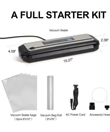 Inkbird Vacuum Sealer Machine Starter Kit | PowerVac Air Sealing for Food Preservation | Dry & Moist Modes | Easy Cleaning & Storage | Sealer Bag*5 & Bag Roll*1 (8*11.8 & 8*7) - Buy Online on GoSupps.com