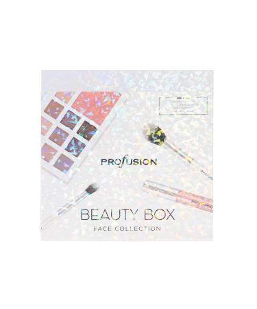 Profusion Cosmetics White Crystals Beauty Box Makeup Shades Lip Gloss & Brushes | Perfect Gift for Makeup Lovers - Buy Online on GoSupps.com