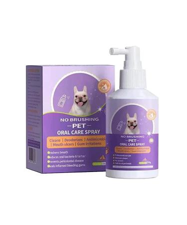 Pet Oral Spray Clean Teeth Pet Mouth Spray Teeth Cleaning Spray for Dogs & Cats Pet Breath Freshener Spray Care Cleaner Targets Tartar & Plaque Eliminate Bad Breath (1PCS)