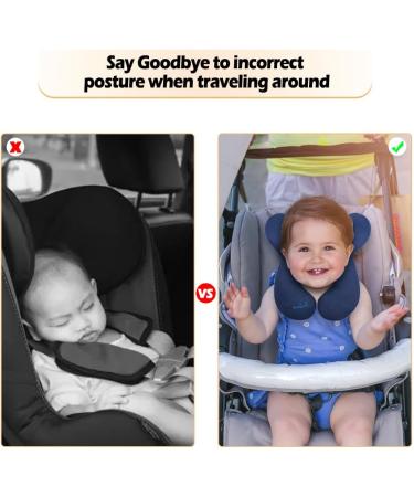 KAKIBLIN Baby Travel Pillow - Dark Blue Baby Head and Neck Support for Car Seat & Pushchair - Buy Online on GoSupps.com