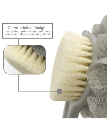 Anzonn Double-sided Body Bath Brush with Loofah Sponge - Long Handle Back Scrubber offered in Gray for Exfoliating Massage - Buy Online on GoSupps.com