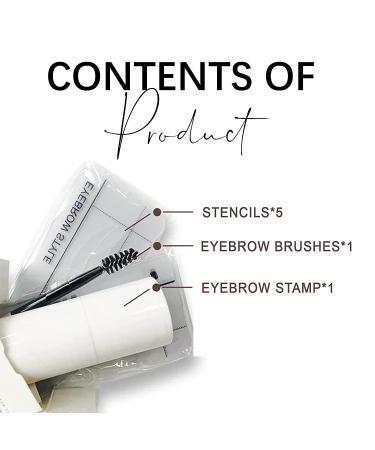 Eyebrow Stamp Stencil Kit - Waterproof Eyebrow Pomade with 2 Thin and 3 Thick Stencils (Dark Brown) - Buy Online on GoSupps.com