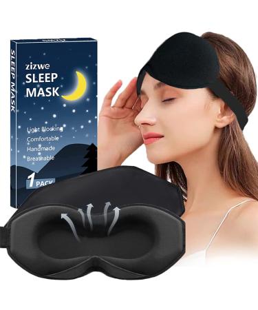 Sleep Mask for Women Men 100% Blackout 3D Contoured Cup Blindfold Eye Mask for Sleeping Washable Non-Pressure Eye Shade Covers with Adjustable Strap for Travel Meditation Side Sleeper