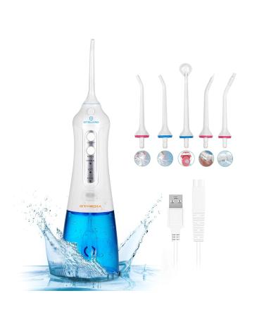 GT MEDIA Cordless Water Flosser Oral Irrigator: Dental Teeth Cleaner IPX7 Waterproof 3 Modes with 5 Jet Tips Professional Cordless Dental Oral Irrigator Deep Clean for Home and Travel