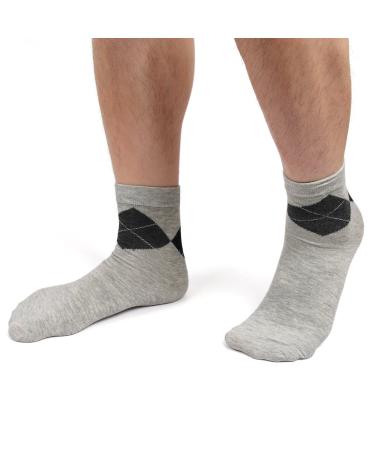 1 paire Hommes Argyle Prints Hydratant Adoucir Skin Cracked Gel Chaussettes Gris clair Gris