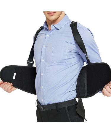 New adjustable waist support belt industrial work back support medical lumbar spine fitness weight lifting back belt with shoulder straps waist pain relief back vertebrae black xx