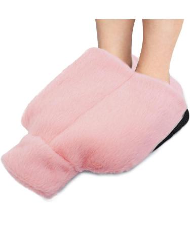 ATEECO Heated foot warmers 2 liters of rubber heat bottle heated slippers foot warmers soft plush coating heating pillows foot warmer for office and at home (unit size pink) One Sze Rose