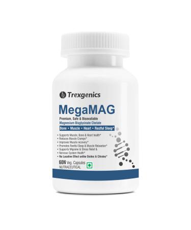 Trexgenics Magnesium Bisglycinate 785mg - Most Bioavailable Magnesium for Sleep Muscle Bone & Heart Support (60 Veg. Capsules) (1)