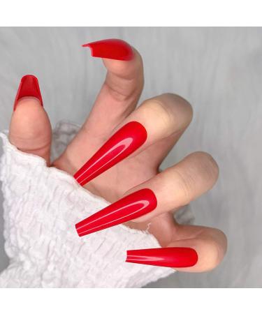Artquee 24pcs Red Ballerina Long Coffin Glossy Fake Nails Press on Manicure - CB-12 - Buy Online on GoSupps.com