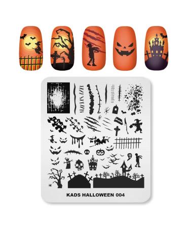Kads Halloween-Nagelplatte Nagel stamp stencil nail art stamping kits with pumpkin spirit skipping bat picture plates for DIY decoration (HA004) CH004