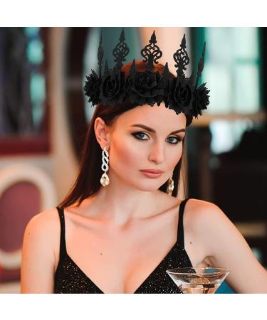 UDIKEFO Halloween Rose Gothic Garland Crown Headband for Women Girl Adults Witcher Makeup Hair Accessories for Halloween Dancing Party Cosplay Masquerade Decoration - Buy Online on GoSupps.com