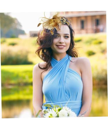 Bridal Hair Accessories Womens Mesh Ribbon Fascinator Hat Contrast Color Flower Wedding Headband Gold Hair Pins - Buy Online on GoSupps.com