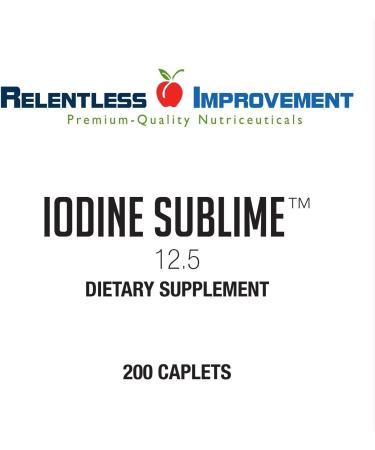 Relentless Improvement Iodine Sublime 12.5mg 200 Caplets with Potassium Iodide - High-Quality Iodine Supplement - Buy Online on GoSupps.com