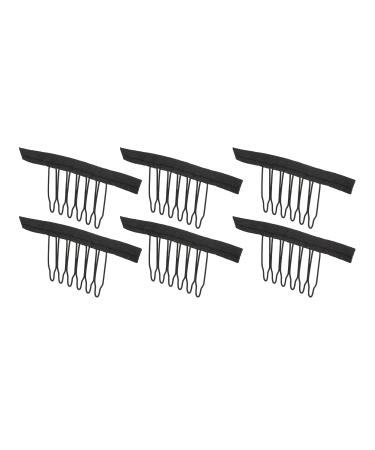100 Stainless Steel Wigskamm Clips - 6 Teeth Hair Extensions Black Clip with Cloth for Hair Parts Cap - Buy Online on GoSupps.com