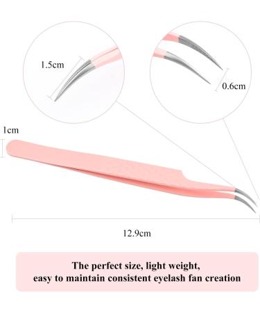 Tweezers for Eyelash Extension Professional Pink Stainless Steel Curved Tip Professional Eyelash Tweezers Striped FADVAN (Bending with Small Angle) Bending with Small Angle Pink - Buy Online on GoSupps.com