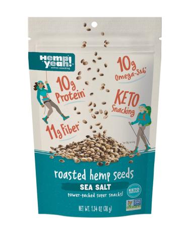 Hemp Yeah! Roasted Hemp Seeds  Keto Certified Travel Snack - 10g of Protein, 10g of Omegas, 11g of Fiber per Serving  Non-GMO Project Verified Superfood - Perfect for on-the-go - 1.34oz 1.34 Ounce (Pack of 1)