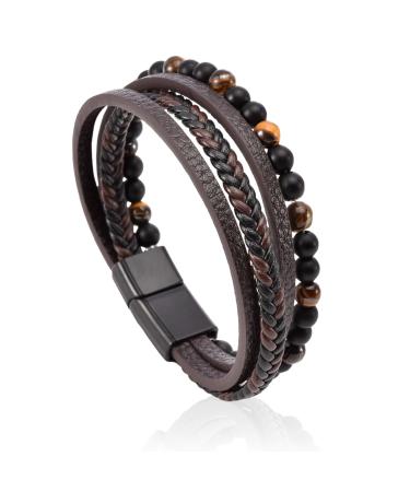 GROVL Volcanicx Wellness & Relief Bracelet Volcanic X Menopause Bracelet for Slimming Menopause Weight Loss for Women and Men Natural Stone Obsidian(Brown/8.46in) Brown 8.46in