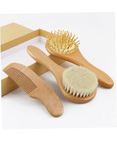 FRCOLOR 3pcs Bath Brush Set for Kids - Scalp Scrubber, Shower Comb, Body Scrub - Baby Hair Brush, Woolen Comb - Wooden Handle - Buy Online on GoSupps.com