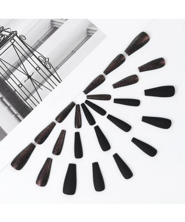 Handcess Halloween Coffin Fingernails - Matte Extra Long Black Acrylic Ballerina Press-On Nails for Women & Girls - 24 Pieces - Buy Online on GoSupps.com