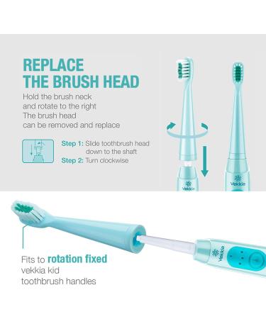 Vekkia Kids Electric Toothbrush Replacement Heads - 4 Pack, 3D Curved Soft Bristles for Gentle & Efficient Cleaning, Blue - Buy Online on GoSupps.com