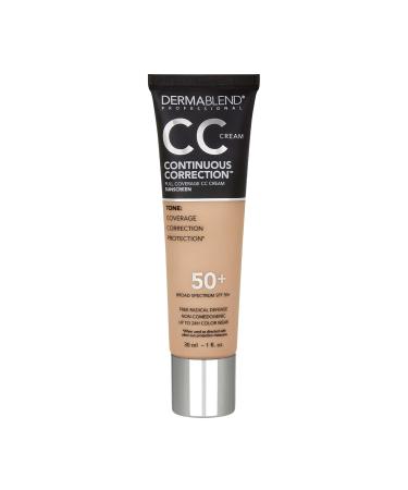 Dermablend Continuous Correction Tone-Evening CC Cream Foundation SPF 50+ Full Coverage Foundation Makeup & Color Corrector Non-Comedogenic 1 Fl Oz (Pack of 1)