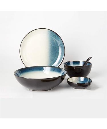 Dinner Plates Household Dishes Set Simple Ceramic Dinner Plates Set of 5 Durable Ceramic Dinnerware Set Plates Bowls Snack Plates Spoons Plates Kitchenware