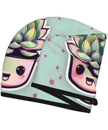 Smiling Succulents Quick Dry Hair Cap for Women - Super Absorbent Elastic Wrap for Long Thick Hair - Buy Online on GoSupps.com