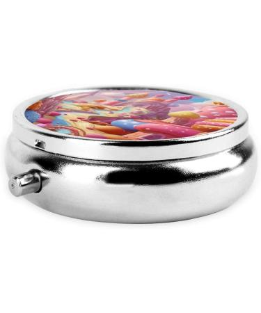 Cartoon Candy Castle Portable Metal Pill Box | Round Mini 3-Compartment | Travel-Friendly Small Pills Organizer - Buy Online on GoSupps.com