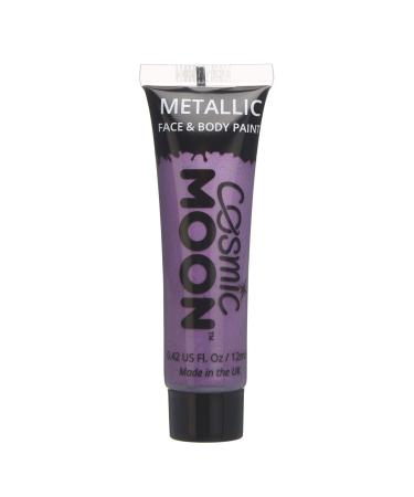 Face & Body Metallic Paint by Cosmic Moon - Purple - Water Based Face Paint Makeup for Adults Kids - 12ml