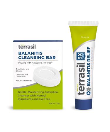 Terrasil Balanitis Treatment Ointment & Cleansing Bar System - Relief for Irritation & Inflammation, All-Natural Activated Minerals (14gm tube + 75gm soap) - Buy Online on GoSupps.com