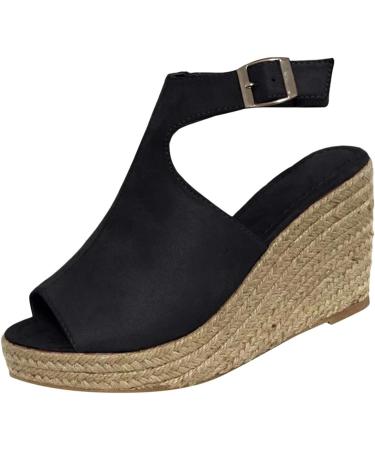 Nursling Cute Wedge Sandals 2023 | Women's Open Toe Breathable Beach Shoes - 8.5 A2 Black - Buy Online on GoSupps.com
