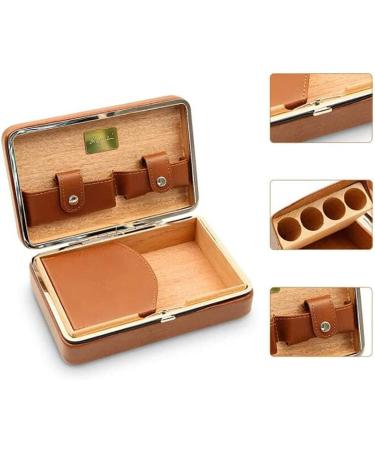Cigar Humidor Leather Humidor Travel Cigar Case Portable Cigar Humidor Box with Humidifier Cow Leather and Classic Cedar Wood Finish - Buy Online on GoSupps.com