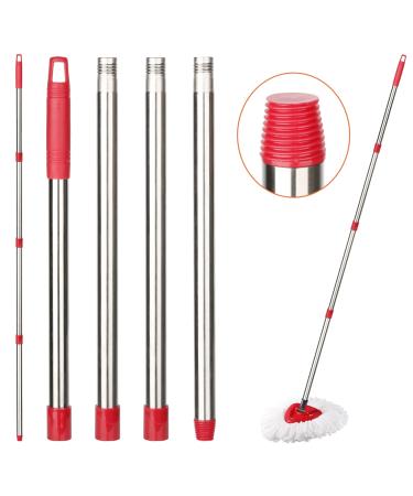 KeFanta Spin Mop Replacement Handle, 4-Section 30-to-58 inch Mop Replacement Stick Compatible with Ocedar Mop Handle for Easy Wring Mop Refills, Germany Screw Red(Germany Screw)