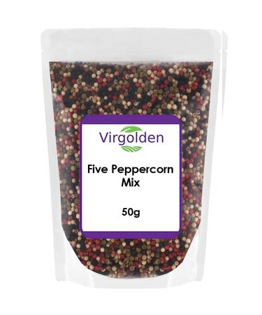 Five Peppercorn Mix 50g (Black peppercorns Allspice White Peppercorns Pink Peppercorns Green peppercorns) by Virgolden