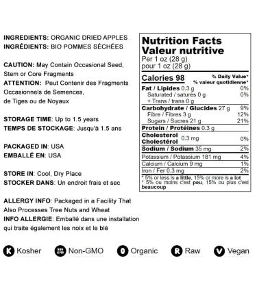 Organic Dried Apple Rings 1lb | Non-GMO, Kosher, Raw, Vegan | Unsulfured Sirtfood | Bulk Purchase - Buy Online on GoSupps.com