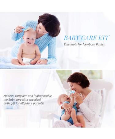 Portable Baby Grooming Kit: 11-in-1 Baby Safety Care Set for Newborns - Hair Brush, Nail Clipper, Nasal Aspirator - Blue - Buy Online on GoSupps.com