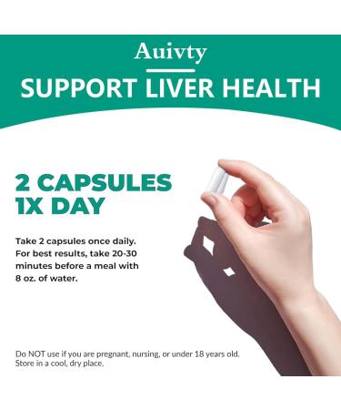 Auivty Liver Support Complex with Milk Thistle & Dandelion Turmeric Ginger Vitamin C Zinc & Selenium Herbal Formula for Daily Liver & Digestive Support 70 Veggie Capsules 2 Bottle Pack - Buy Online on GoSupps.com