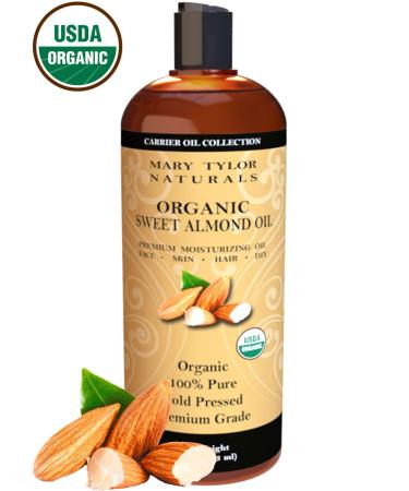 Mary Tylor Naturals Cold Pressed USDA Organic Sweet Almond Oil 16 oz - Premium Grade, 100% Pure - Buy Online on GoSupps.com