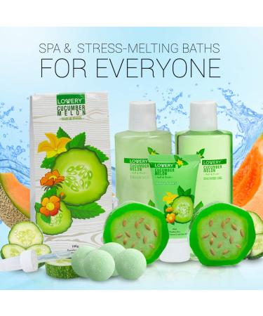 Fathers Day Home Spa Bath Basket Gift Set - Aromatherapy Kit with Natural Cucumber & Organic Melon - 12pc Skin Care Set for Men & Women - Buy Online on GoSupps.com