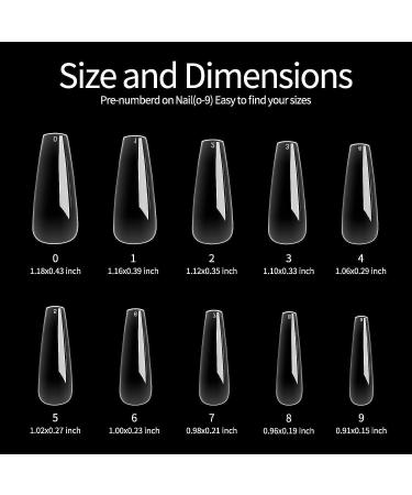 TOMICCA Clear Coffin Nail Tips 500pcs - Long Full Cover Acrylic Fake Nails | Ballerina Style in 10 Sizes for Nail Extension - Ideal for Salons and DIY Nail Art - Buy Online on GoSupps.com