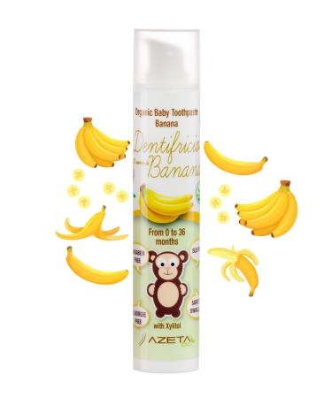 2 x Banana Flavoured Children s Toothpaste Organic Vegan 0 to 36 Months SLS and Paraben Free Azeta Bio 50ml (Banana)