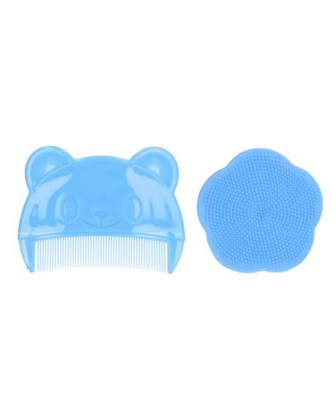 Brush and comb for milk scab baby bathroom silicone brush gentle sensory scrubbing baby hair comb with soft silicone bristles helps with the gentle massage of the scalp indispensable (blue)