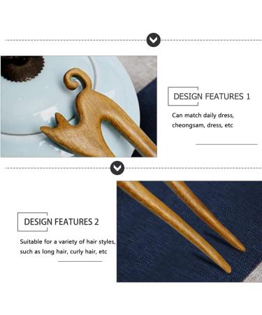 Lurrose Hairpin Chinese hair stick French Hair chinese wooden hair stick hanfu hair stick wedding hair stick bridal hair accessories women wood hair fork bride China cheongsam Sandalwood Yellow - Buy Online on GoSupps.com