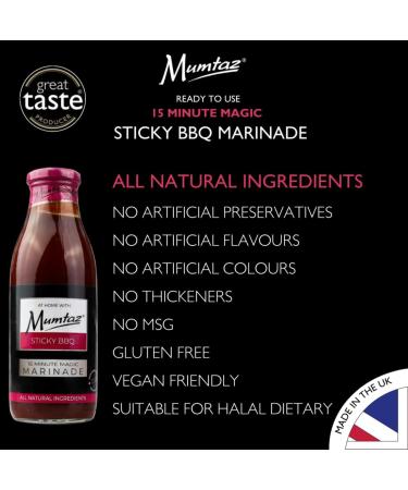 Mumtaz STICKY BBQ Marinade Sauce 500g 15 Minute Magic Marinade Medium Spiced BBQ-Grill-Roast-Stir or Air fry All Natural Ingredients Gluten Free Vegan Friendly. - Buy Online on GoSupps.com