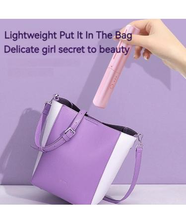 Rechargeable Mini Hair Straightener 2024 - Dual-Purpose Travel Brush for All Hair Types | Portable Cordless Flat Iron (A-Purple - Buy Online on GoSupps.com