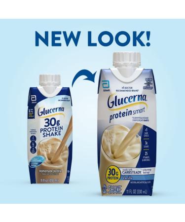 Glucerna Protein Smart Nutritional Shake 30g Protein 150 Calories - 12 Count Diabetic Protein Drink Vanilla Flavor for Blood Sugar Management - Buy Online on GoSupps.com