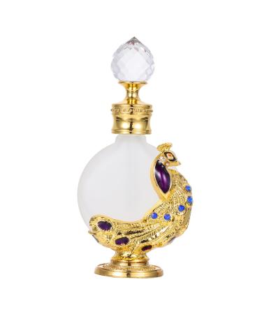 PLAFOPE 1pc Peacock Essential Oil Bottle Perfume Bottle Liquid Holder Liquid Dispenser Perfume Dropper Bottle Liquid Bottle Glass Empty Holder 3.1x10.5cm Golden