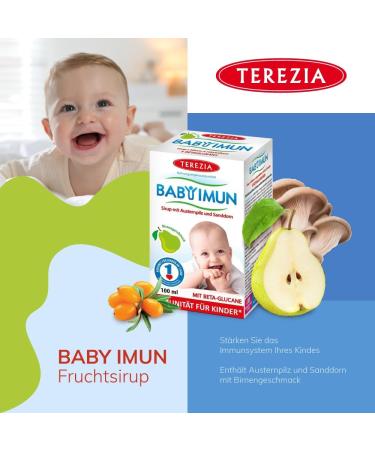 TEREZIA Baby Imun Fruit Syrup to Strengthen Your Child's Immune System | Contains Oyster and Sea Buckthorn Mushrooms with Pear Flavor - 100ml | Dosage 1 Teaspoon per Day - Buy Online on GoSupps.com