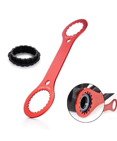 baluoqi Bicycle Multifunctional BB Wrench, Bicycle Bottom Bracket Wrench Spanner, Mountain Bike Road Bicycle Install Remove Crank Repair Tool Bottom Bracket Removal Tool for BAFANG Motor Wrench 1 ( Red)